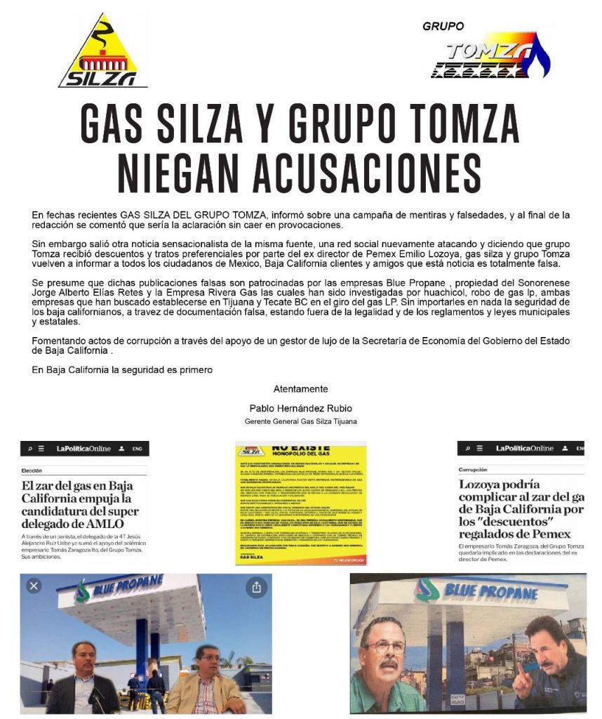 GAS SILSA Y GRUPO TOMZA NIEGAN ACUSACIONES