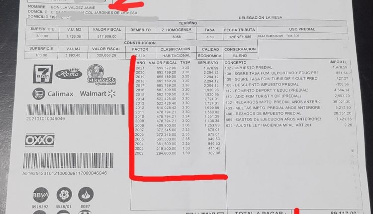 Jaime Bonilla Adeuda predial