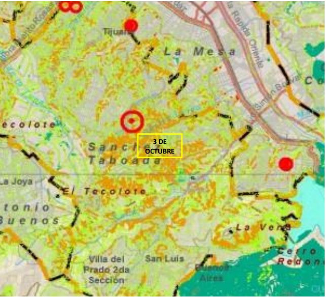 colonia 3 de octubre, Protección Civil, casas, hundimiento