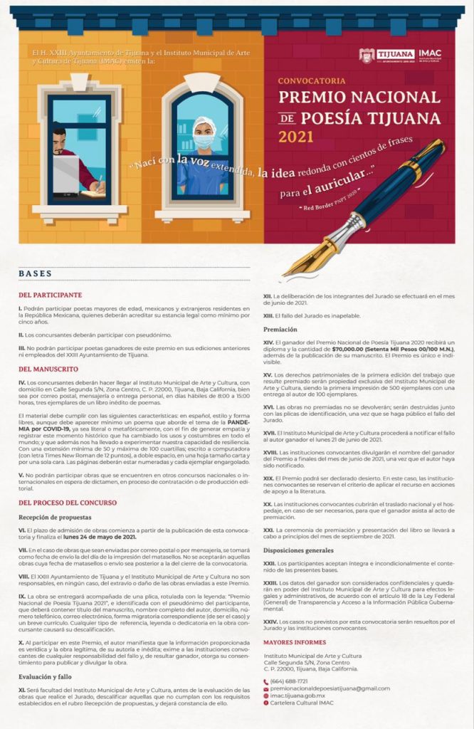 Poesía, convocatoria, premio