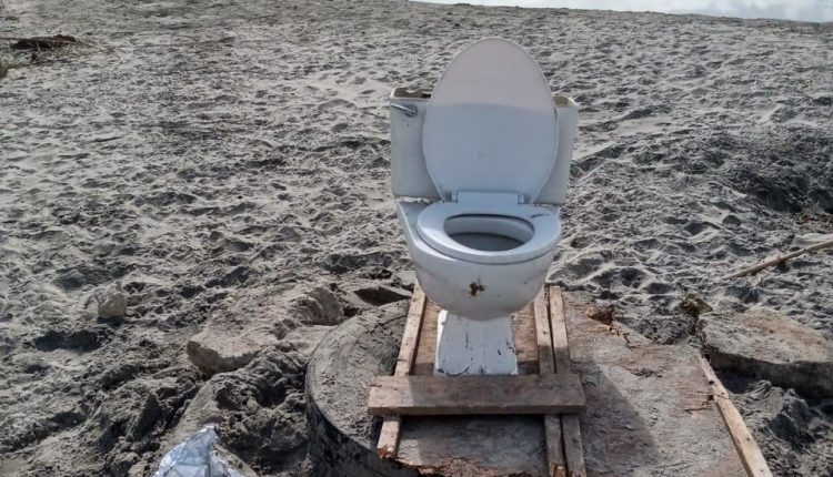 Negocio, contaminación, playa, indigentes