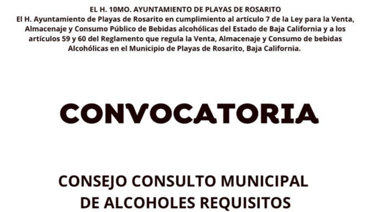 Rosarito invita a integrar el Consejo Consultivo de Alcoholes