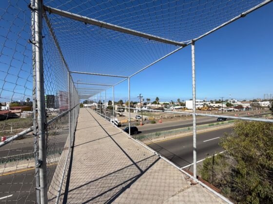 Puente peatonal sobre la autopista Esc&eacute;nica sin malla de protecci&oacute;n entre colonias Constituci&oacute;n y Machado Sur en Playas de Rosarito